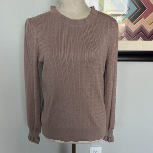 Adrianna Papell Blush Cable Knit Sweater L